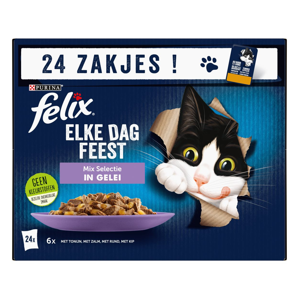 Felix Elke Dag Feest Mix Selectie in gelei kattenvoer (24 x 85 g)