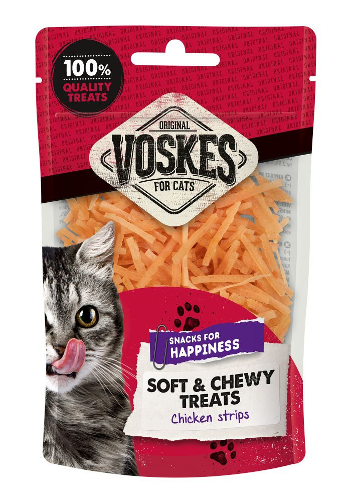 Voskes kipfilet reepjes Soft & Chewy kattensnack (60 g)