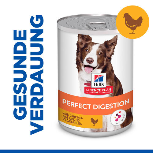 Hill's Adult Perfect Digestion mit Huhn Hunde-Nassfutter 363g Dosen