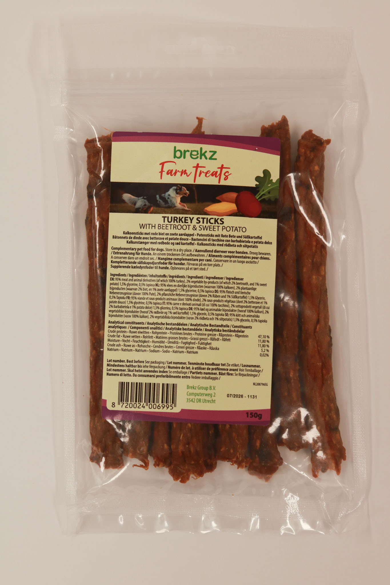 Brekz Farm Treats Putensticks mit Roter Rübe und Süsskartoffel Hundesnack