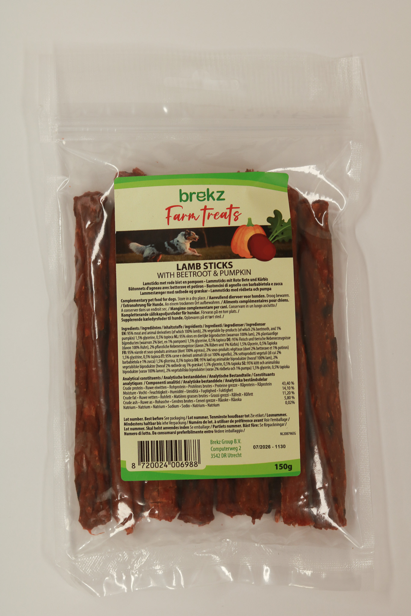 Brekz Farm Treats Lammsticks mit Roter Rübe und Kürbis Hundesnack