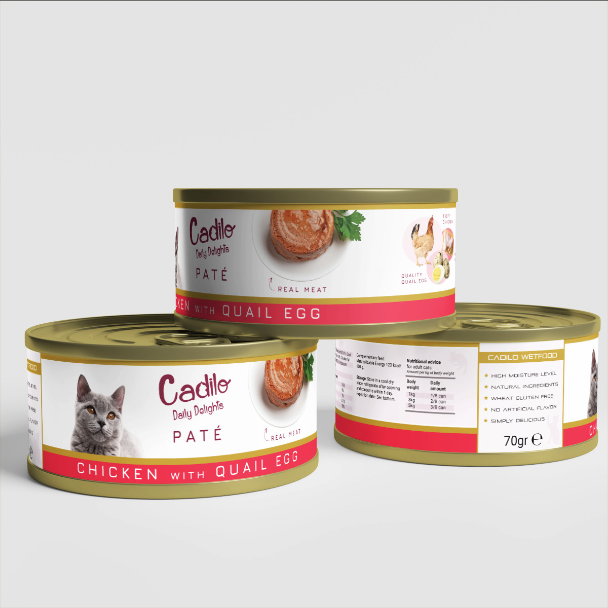 Cadilo kip met kwartelei paté natvoer kat (70 g)