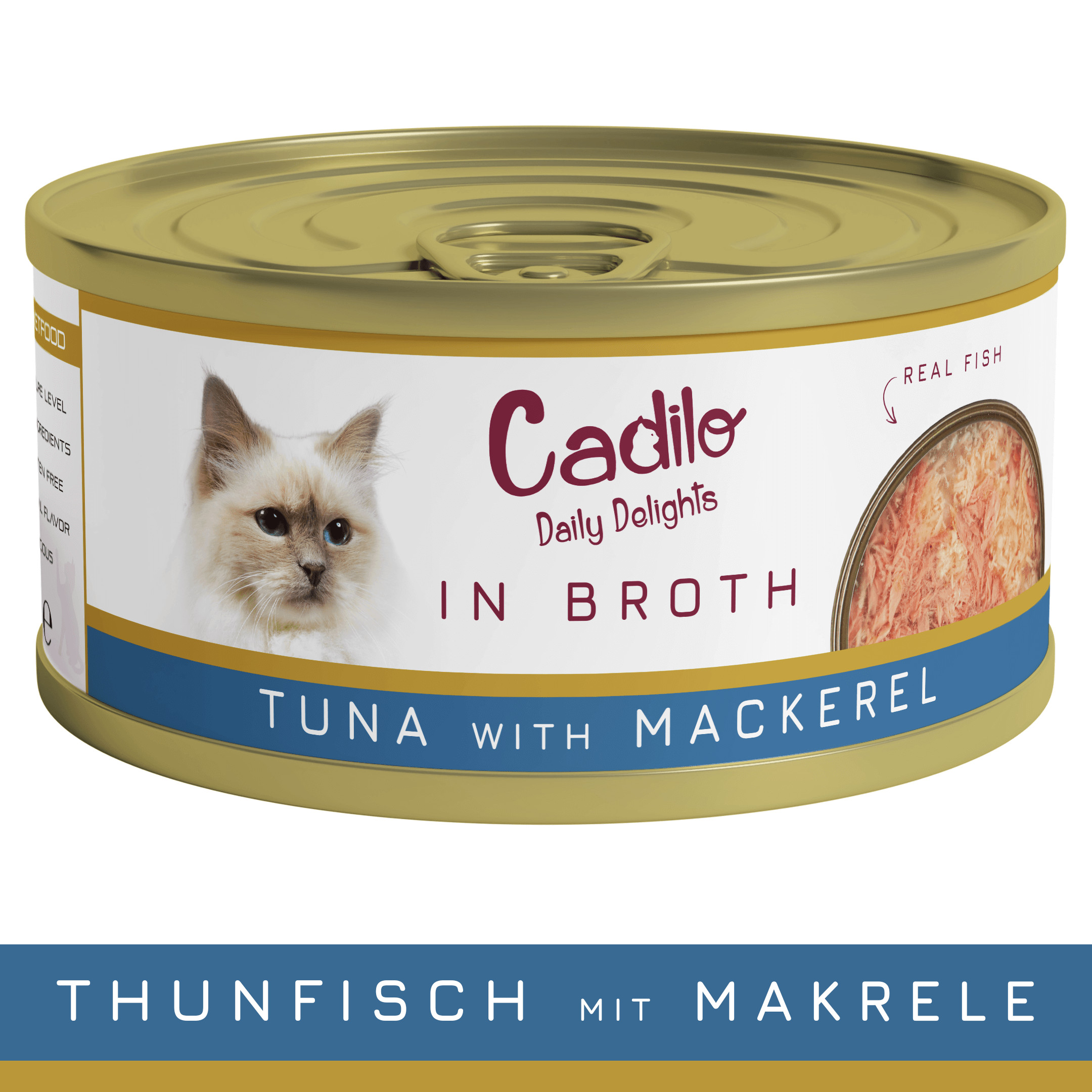 Cadilo tonijn met makreel in bouillon natvoer kat (70 g)