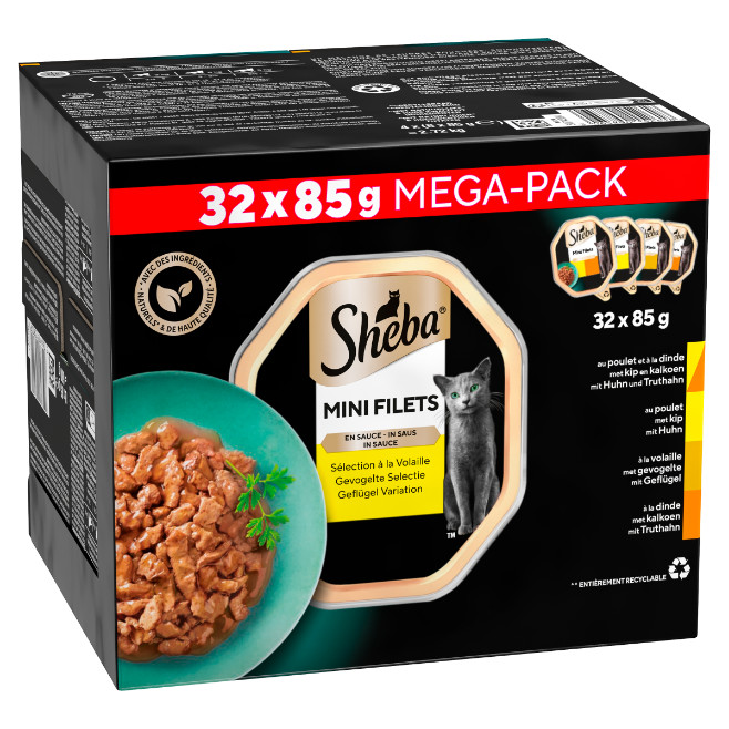 Sheba Mini Filets met gevogelte in saus multipack natvoer kat (85g)