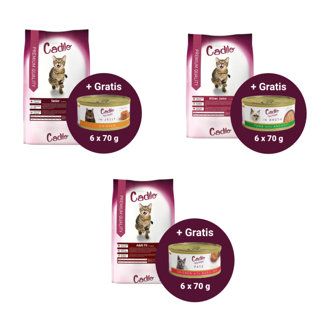 ACTIE: Cadilo zak kattenvoer + GRATIS Cadilo Delights natvoer